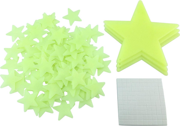 204PCS 1.2" Luminous Stars Fluorescent Noctilucent Plastic Wall Stickers Decals for Home Ceiling Wall Baby Kids Bedroom