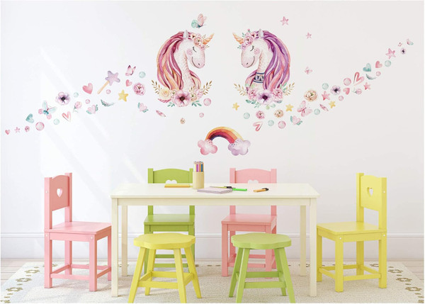 Unicorn Wall Decal Vinyl Stickers | Nursery Baby Child Kid Teen Bedroom Living Room Office Decor | Creative Art Design P