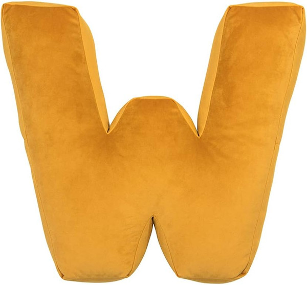 A-Z Velvet Letter Pillow,Ultre Soft Alphabet Decorative Cushion for Kid's Room Nursery Decor (W,16" x 14")