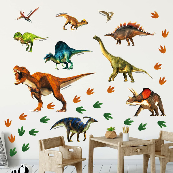 DECOWALL DS8-2012 Dinosaur Wall Stickers Wall Decals Peel and Stick Removable Wall Stickers for Kids Nursery Bedroom Liv
