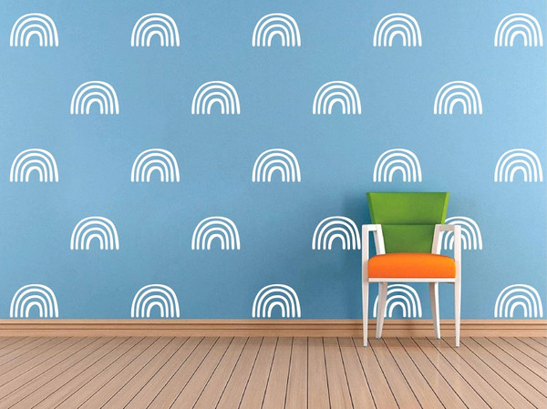 Rainbow Wall Decals-Baby Nursery Room Decals,Rainbow Wall Stickers for Kids Room Girl Boy Bedroom Mural BK006 (White)