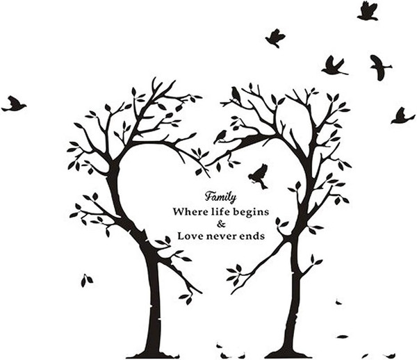 BooDecal Nature Series Heart Tree Quote Wall Decal Mural Sticker Decor for Nursery Bedroom Living Room 39 inches x 35 in