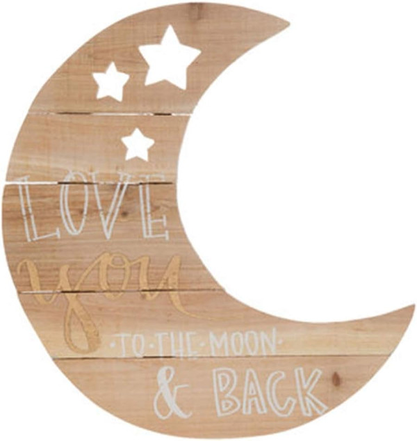 Gerson Love You to the Moon and Back Nursery Wall Decor Wood Large 14"