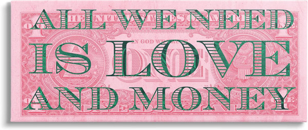 Stupell Industries All We Need Love & Money Pink Dollar Canvas Wall Art, Design by Lil' Rue
