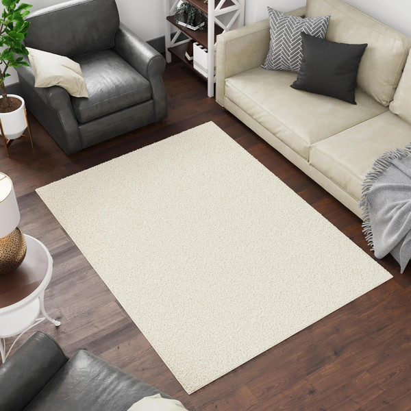 Cozy Shag 2nd Collection Solid Shag Rug (5'0"X7'0"), Ivory