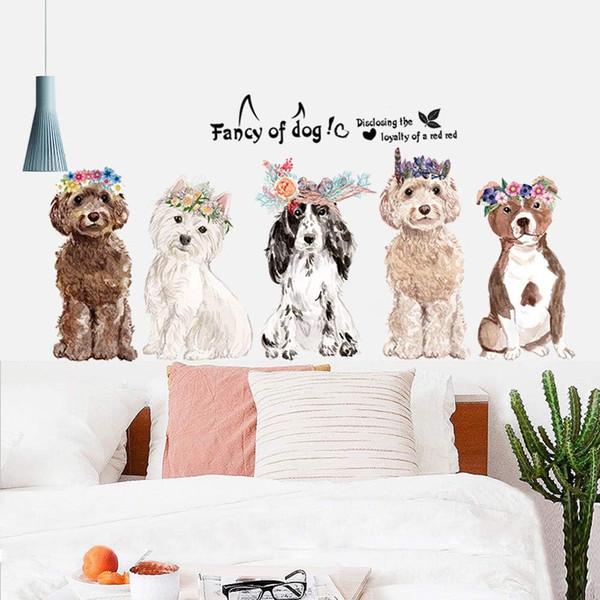 Fancy of Dog Large Size Wall Stickers Wall Decor for Bedroom Living Room Removable Vinyl Art Mural Decals for Girls Boys