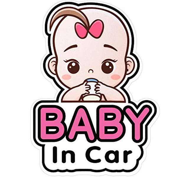 2 Pcs Baby in Car Stickers Sign and Decal for Girl, Baby Car Sticker, Removable Safety Sticker Notice Board, Cute Baby W