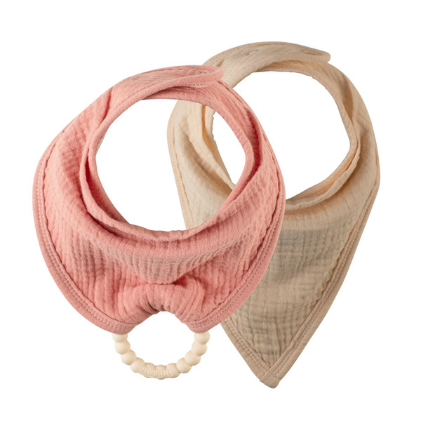 Dr. Brown's Muslin Bandana Bibs with Snap-On Removable Beaded Teether,