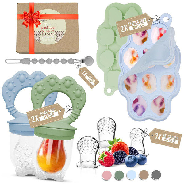 O’doe Silicone Baby Popsicle Molds & Baby Food Feeder with 1 Clip, 2 P