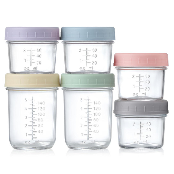 VITEVER Glass Baby Food Storage Containers, 4 Pack 4oz & 2 Pack 8oz Ba