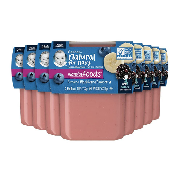 Gerber 2nd Foods Banana Blackberry Blueberry 4 Ounce Tubs, 2 Count (Pa