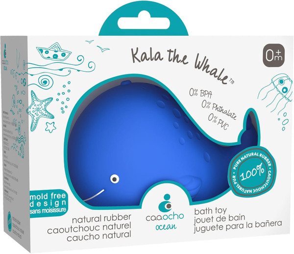 CaaOcho Pure Natural Rubber Bath Toy - Kala The Whale Baby Toy - Hole