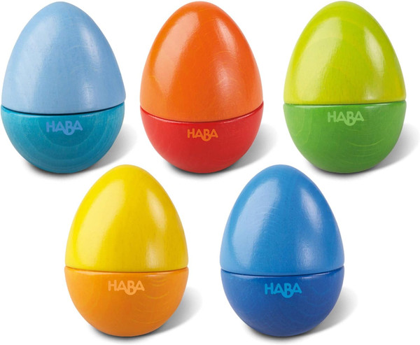 HABA Musical Eggs - 5 Wooden Eggs with Acoustic Sounds, Made in German
