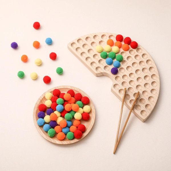 ibwaae Wooden Peg Board Beads Game Color Sorting Toys Counting Matchin