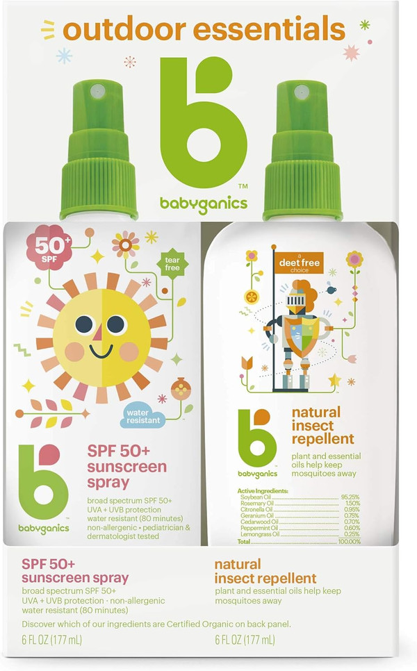 Babyganics 50 SPF Baby Sunscreen Spray and Bug Spray | Octinoxate & Ox