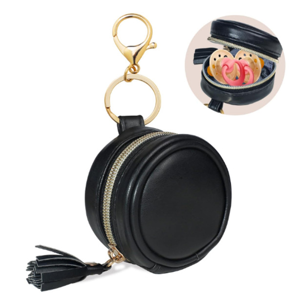 Smlpuame Pacifier Holder Case with Clip,PU Leather Pacifier Charm pod