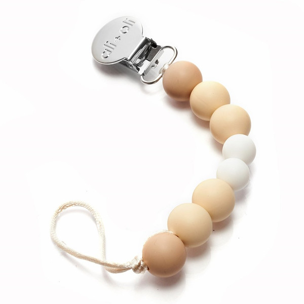 Ali+Oli Silicone Pacifier Clip for Baby (Natural) 100% Food-Grade BPA