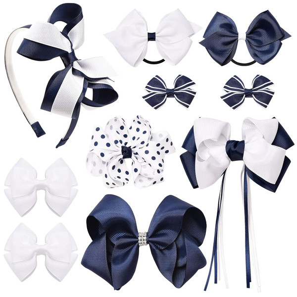 DEEKA Hair Bows Set with Hair Clips, Headbands and Ponytail Holders -