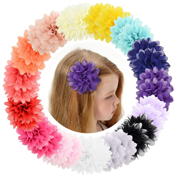 30pcs Baby Girls Alligator Hair Clips Chiffon Flower Hair Barrettes Ac