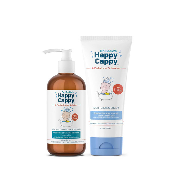 Happy Cappy Medicated Shampoo and Body Wash and Moisturizing Cream Bun