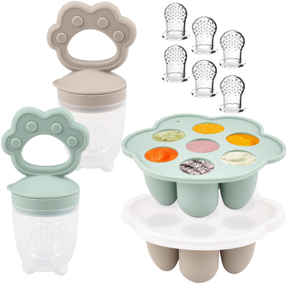 Ginbear Silicone Baby Fruit Food Feeder & Freezer Tray Set of 2, Infan
