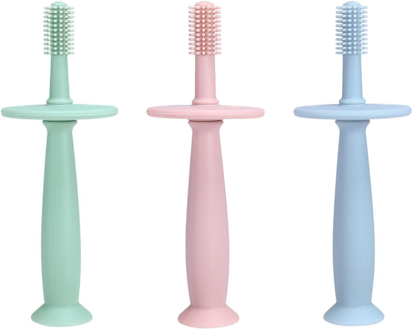 PandaEar 3 Pack Silicone Baby Toothbrush Teethers - Teething Toys Trai