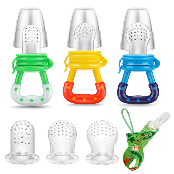 PandaEar Baby Fresh Fruit Food Feeder Pacifier (3 Pack) |Training Mass