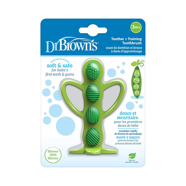 Dr. Brown's Peapod Teether + Training Toothbrush, Help Soothe Baby's S