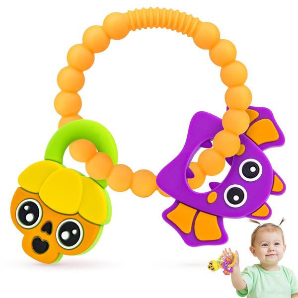 NPET Halloween Baby Teething Toy for 3-12 Months, Halloween Cute Skull