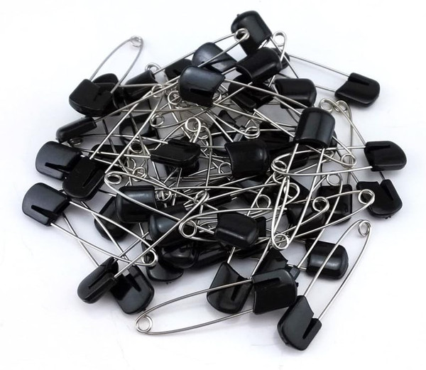 yueton 50pcs Black Plastic Head Baby Safety Pins Safety Locking Baby C