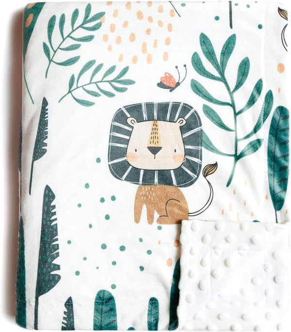 insular Baby Blanket for Boys Girls Soft Plush Minky with Dotted Backing, Double Layer Receiving Blanket for Stroller Cr