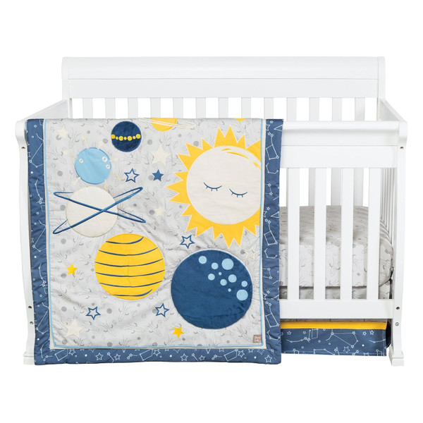Trend Lab Galaxy 3 Piece Crib Bedding Set, Can Be Used As A Blanket Or A Playmat for Tummy Time, includes Quilt, Fitted