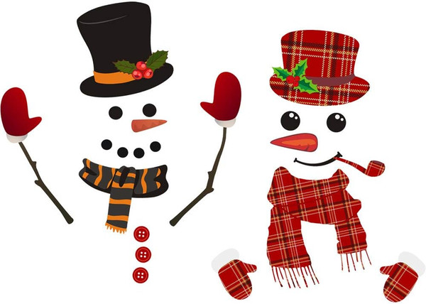 2Ps Christmas Windows Fridge Snowman Stickers Cute Funny Refrigerator Fridge Stickers Snowman Wall Decals Cabinet Glass