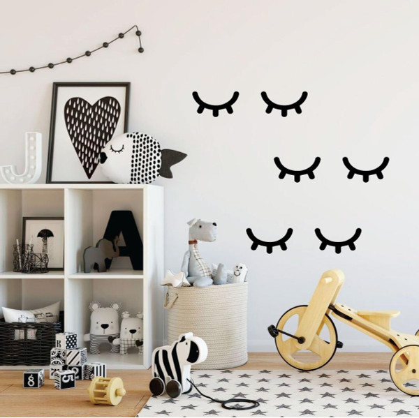 Nursery Wall Decal - Sleeping Baby Eyes - Close Eyelids - Children's Room Vinyl Decoration