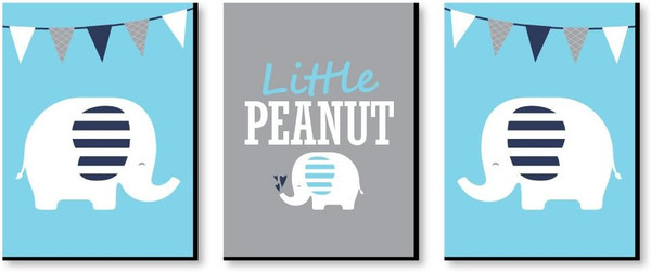 Big Dot of Happiness Blue Elephant - Baby Boy Nursery Wall Art and Kids Room Decorations - Gift Ideas - 7.5 x 10 inches