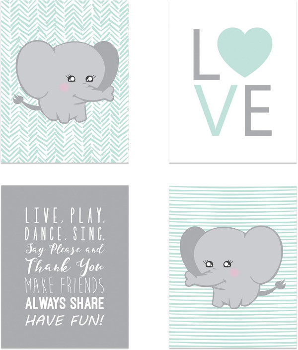 Children Inspire Design Elephant Nursery Decor, Wall Decor for Kids, Wall Art for Kids, Playroom Decor, Baby Decor, 11x1