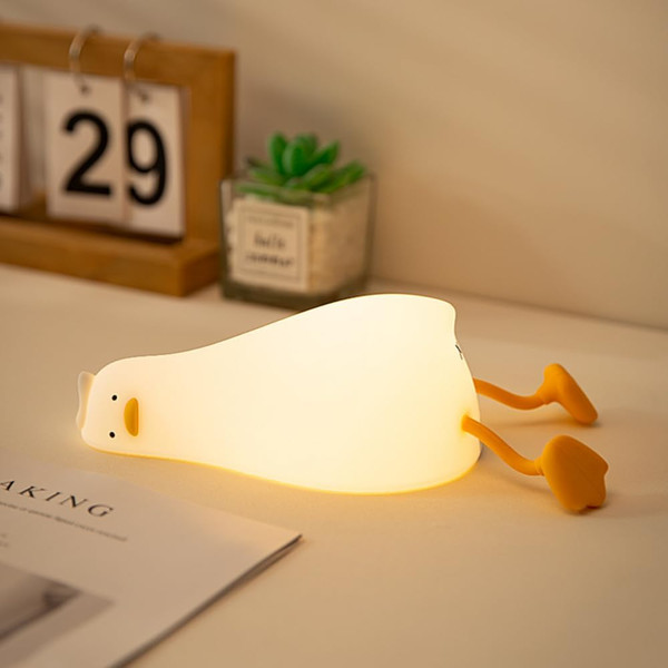 Cute Duck Lamp, Benson Lying Flat Duck Night Light, LED Squishy Animal Lamp, Silicone Dimmable Nursery Nightlight, Recha