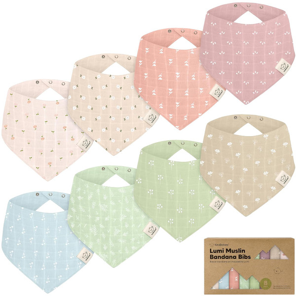 8-Pack Muslin Bibs for Baby Girls, Baby Boys - Muslin Baby Bibs for Dr