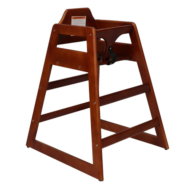 Wooden High Chair, Baby Feeding Seat with Adjustable Safety Straps, Ea