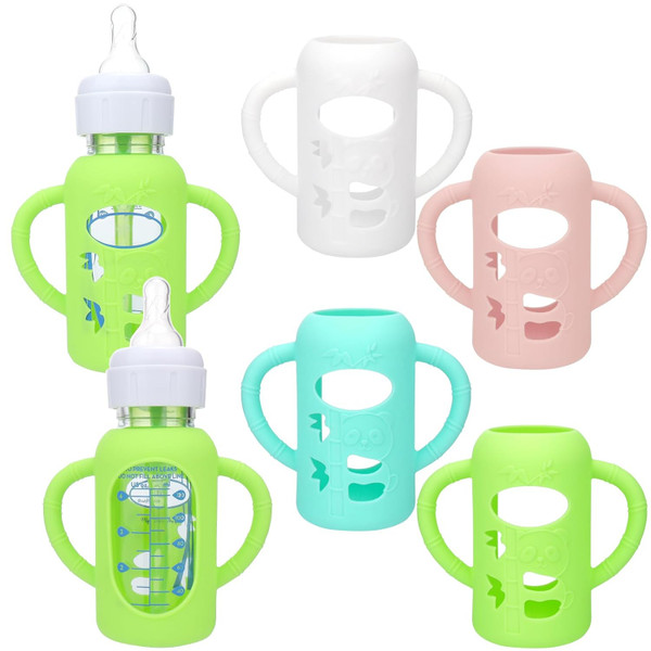 Mity rain 4 Pack Silicone Sleeves for Dr. Brown's Glass Bottles 4OZ -
