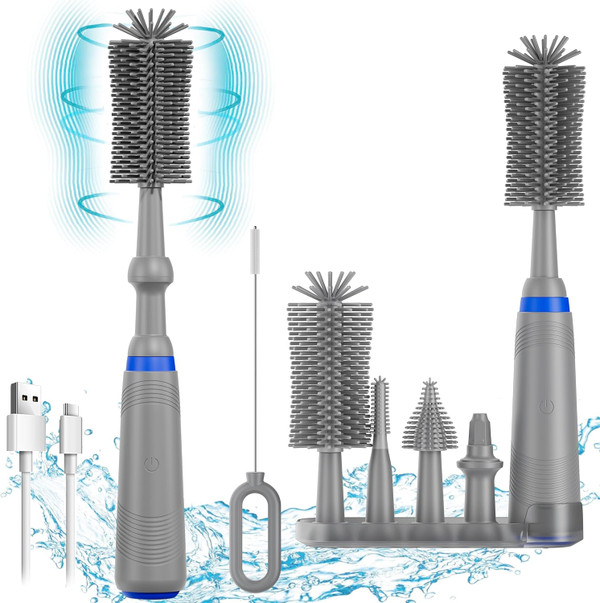 Electric Bottle Brush Cleaner,Electric Bottle Brush with Holder, Silic