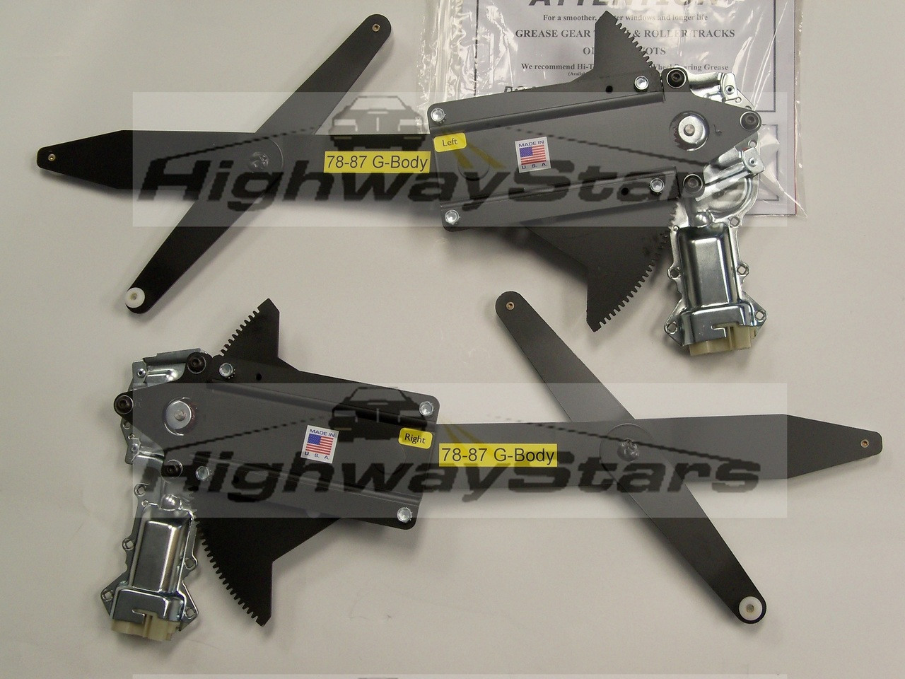Pair of Brand New Window regulators with motors sold through Highway Stars Pair of Brand New Window regulators with motors sold through Highway Stars