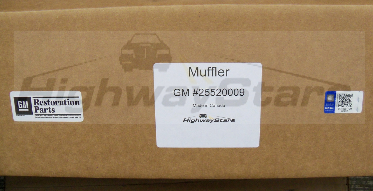 Licensed GM Restoration Part #25520009 Muffler for 1986 1987 Buick Grand National sold by Highway Stars