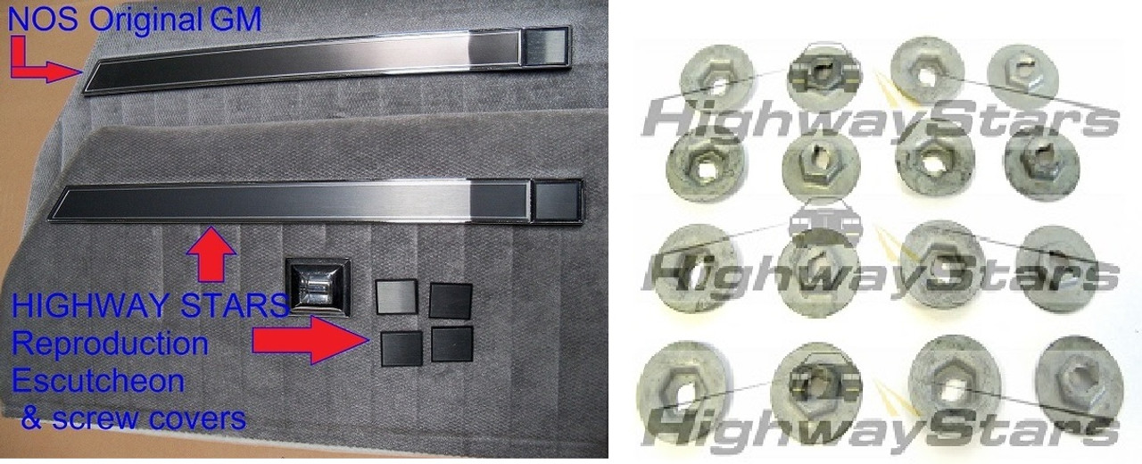 Door trim escutcheons and screw covers for Turbo Regal Buick Grand National GNX  door 20656101 20656102 20656103  and thread cutting nuts sold by Highway Stars