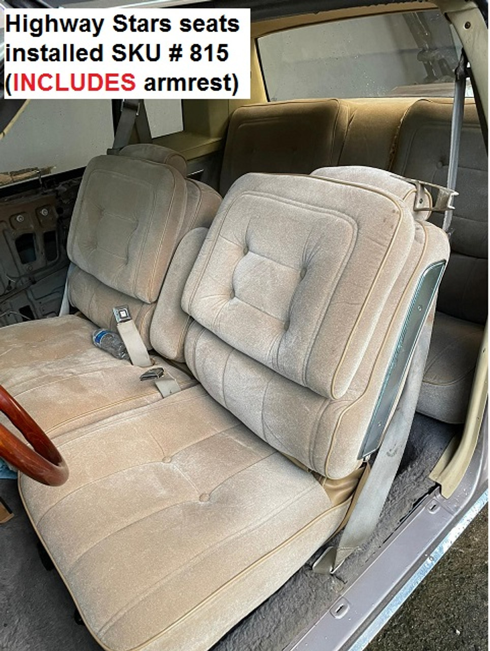 Buick Turbo Regal Limited Seat covers with pull down arm rest sold through Highway Stars