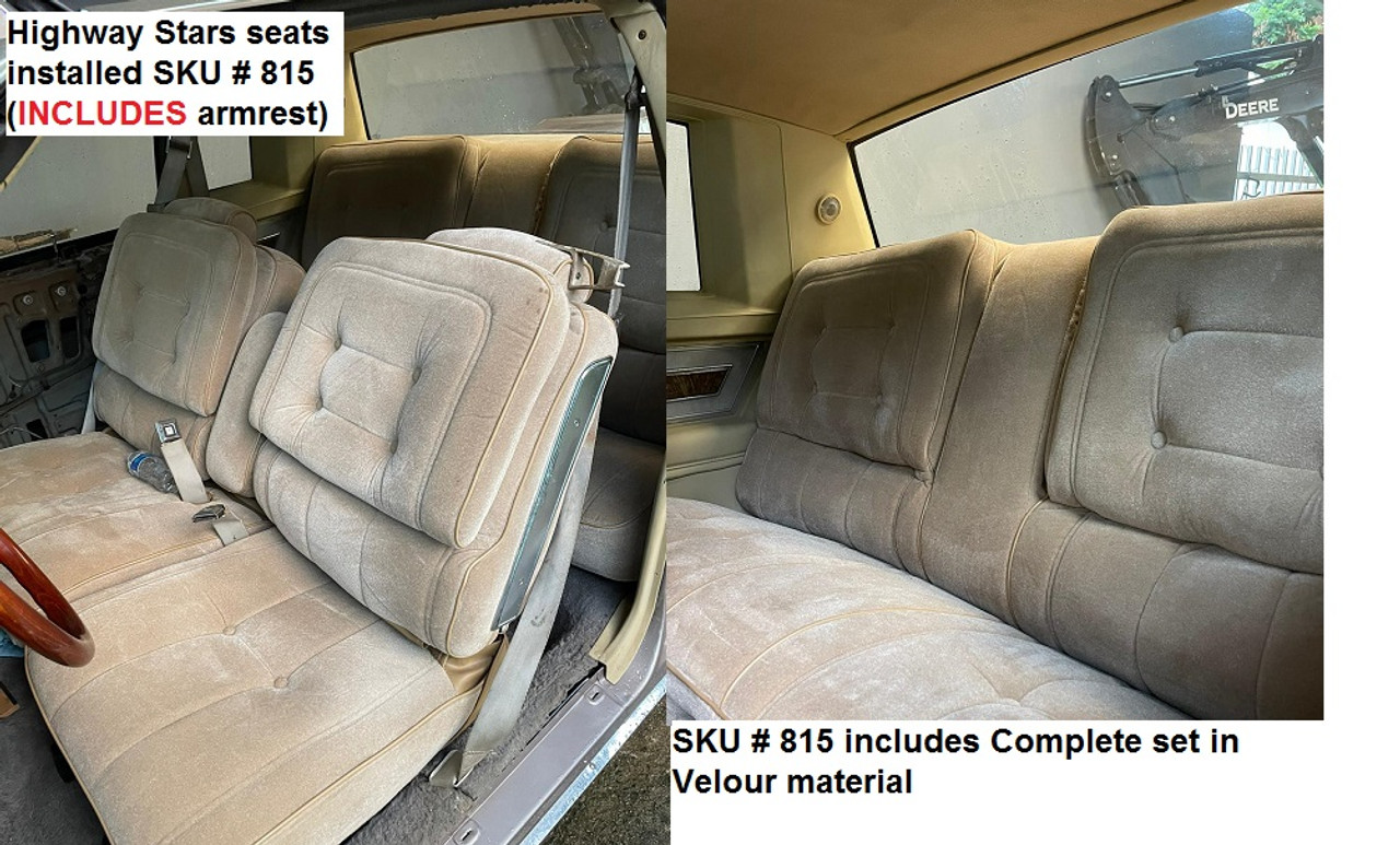 Buick Turbo Regal Limited Seat covers with pull down arm rest in Tan installed for Highway Stars customer 