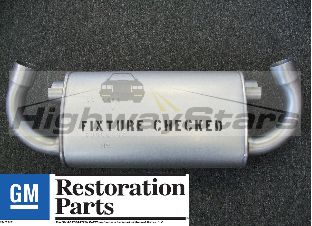 1984 1985 Buick Grand National Turbo Regal GM LICENSED Reproduction muffler with "Fixture checked" stamp ONLY  available through Highway Stars