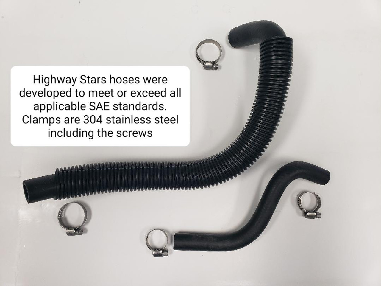 Highway Stars 1987 Power steering reservoir hose and Power steering return hose and stainless steel clamps