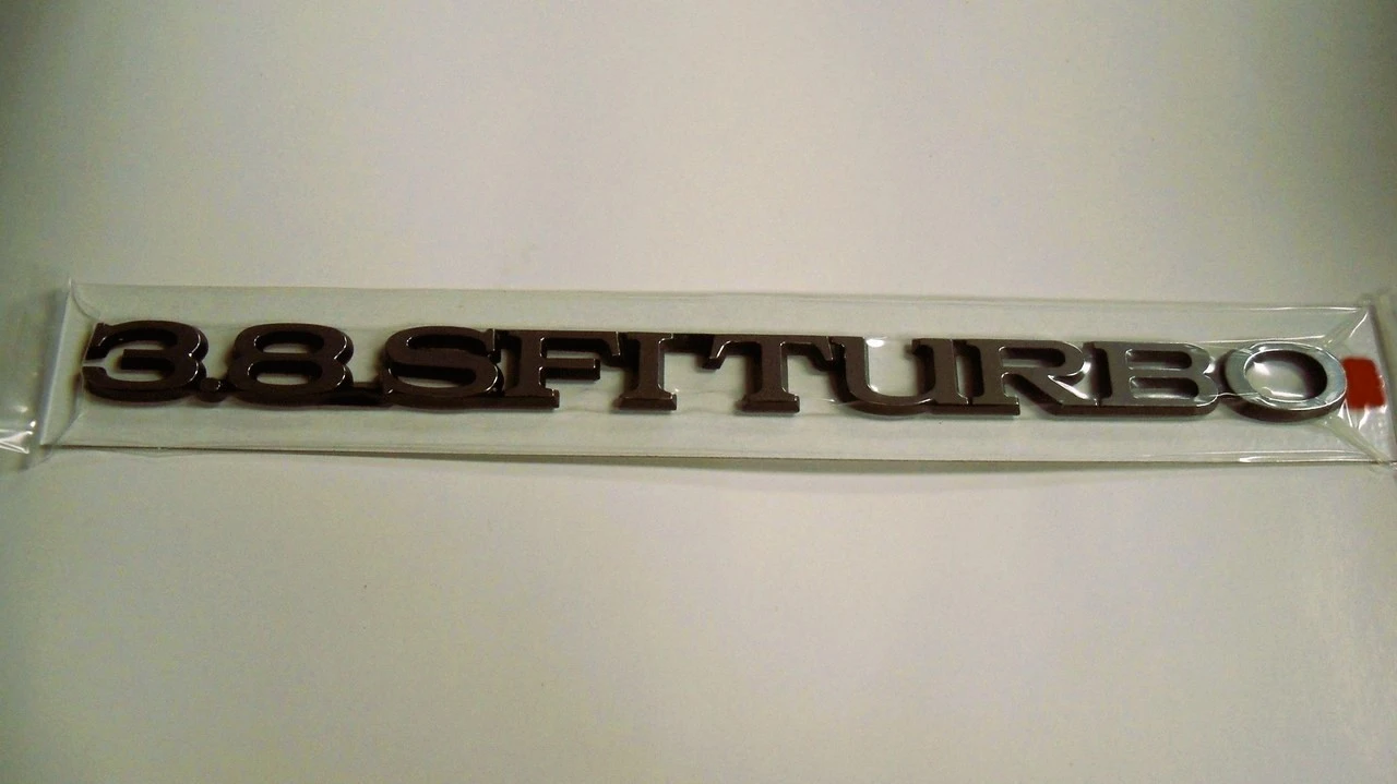 3.8 SFI hood badge for Grand National with exact factory correct connecting sections sold by Highway Stars