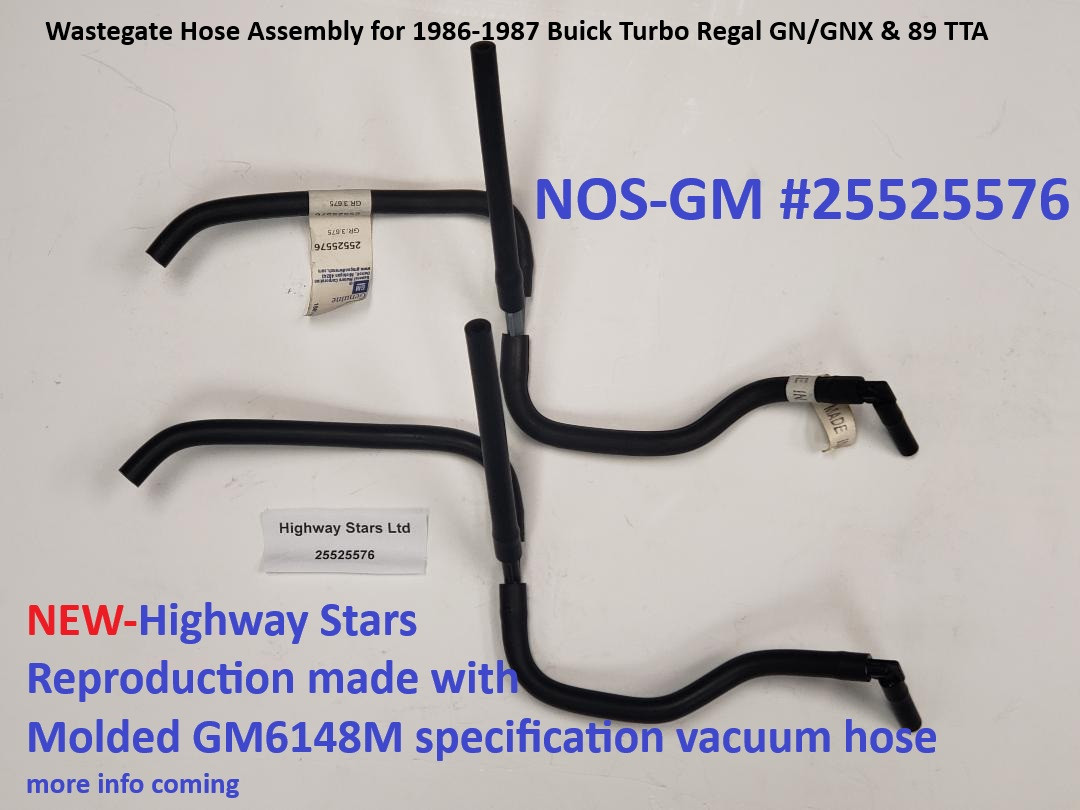 Highway Stars reproduction Wastegate hose assembly for 1986-1987 Buick Grand National, GNX, 1989 Turbo TransAm GM #25525576